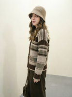 Cardigan en tricot rayé rétro à blocs de couleur, coupe ample amincissante à col en V, veste pull polyvalente style décontracté