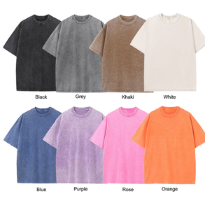 Camiseta vintage para hombre, lavada con ácido, con logo personalizado, efecto desgastado, gruesa, 100% algodón, corte amplio - Product Image 3