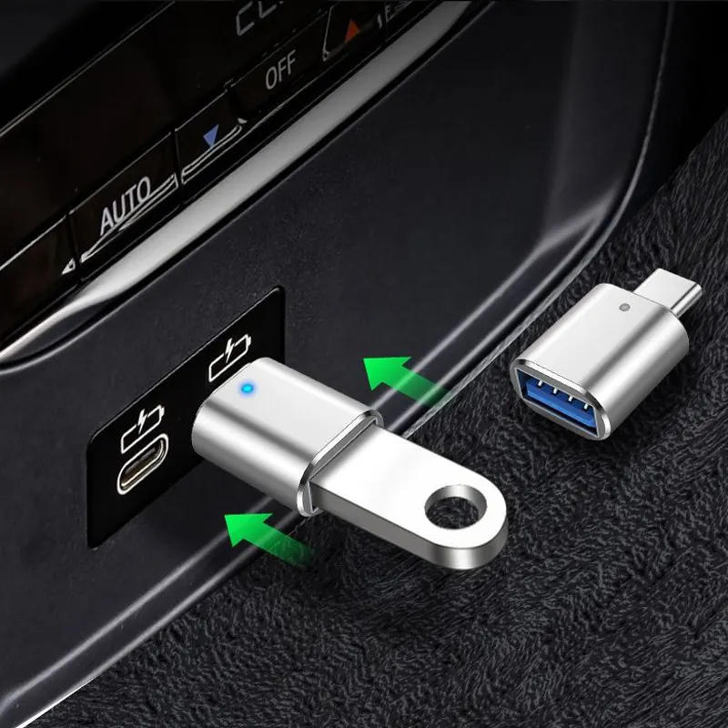 Direto da fábrica adaptador tipo-c para USB3.0 OTG adaptador de carro com luz de respiração luminosa leitor de cartão de disco em U