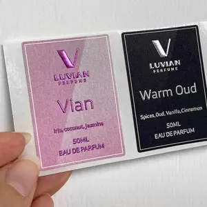 High Texture Linen Perfume Label Custom Logo Printing Embossed Perfume Label Luxury