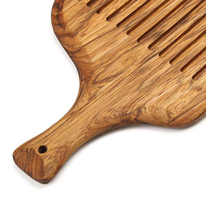 Planches de cuisine en bois chaud pour servir les aliments, personnalisées, motif de flux d'eau unique, <span class=keywords><strong>planche</strong></span> à découper en bois d'acacia avec encoches - Product Image 4