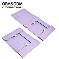 Boîte pliante de luxe personnalisée rose et violette avec logo en feuille d'or, écologique, recyclable, en papier rigide, pour cosmétiques, avec doublure en éponge