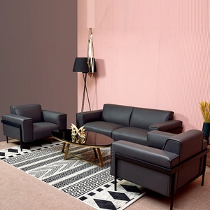 Sofás de Oficina Seccionales Cómodos de Cuero PU de Alta Calidad, Muebles Modernos para Oficina Ejecutiva, Juego de Sofás - Product Image 1