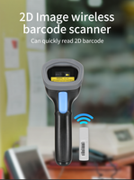 Lecteur de codes-barres sans fil portable à prix d'usine avec support, lecture d'images 1D/2D, vitesse de numérisation élevée, détection automatique