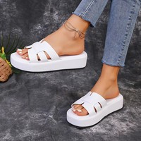 Nouvelles sandales compensées légères à semelle épaisse en PU pour femme, modèle été 2025, style européen et américain, bout ouvert, taille petite