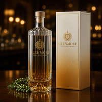 Bouteille cylindrique de 500 ml en verre super flint, couleur personnalisée, base volcanique, de luxe, vide, pour spiritueux, liqueur, whisky, vodka, gin, vente en gros, direct usine