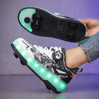 Chaussures de sport légères à 4 roulettes avec empeigne en Lycra et semelle extérieure en TPR pour enfants, utilisation intérieure et extérieure