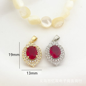 Pendentif en zircon rouge en forme de larme avec accents de diamants pour femmes, à porter au quotidien, origine Yiwu, pendentifs solitaires - Product Image 4