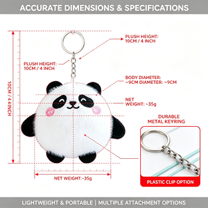 Porte-clés en peluche <span class=keywords><strong>Panda</strong></span> rond et doux de 4 pouces, mini-ours en peluche, prix pour machine de jeu d'arcade de centre commercial, fournisseur direct, article en stock - Product Image 2