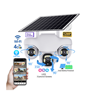 12MP 3 Lens 4G WiFi Solar PTZ <b>Camera</b> <b>Wireless</b> <b>Outdoor</b> Residential Ranch Security <b>Camera</b> 8W Solar Panel 8000mAh Motion Detection - Product Image 1