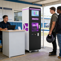 Distributeur automatique de nettoyage de casques de moto entièrement automatique, laveuse-sécheuse-désinfectante commerciale pour casques, écran tactile SDK, en acier, à monnayeur