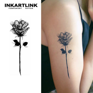 INKARTLINK Vente en gros Autocollant de <span class=keywords><strong>tatouage</strong></span> semi-permanent à l'eau de rose Dotwork longue durée 15 jours, imperméable, <span class=keywords><strong>floral</strong></span>, pour le <span class=keywords><strong>bras</strong></span> - Product Image 1