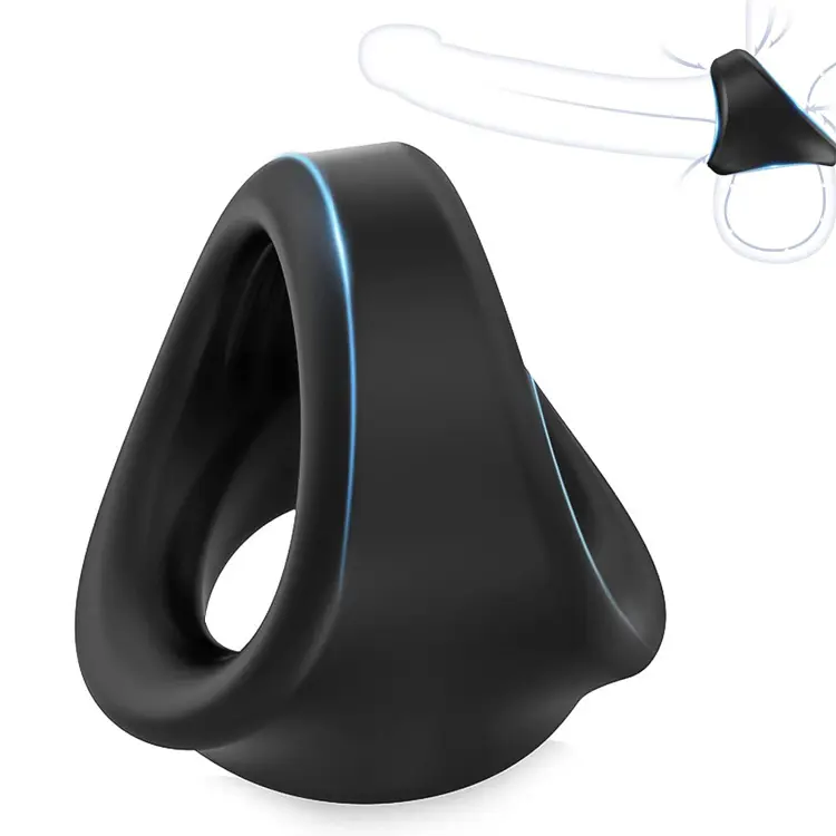 خواتم ثلاثية للقضيب من السيليكون سوداء للرجال قفص للقضيب لتأخير القذف مع خواتم للعين وألعاب جنسية بأكمام
