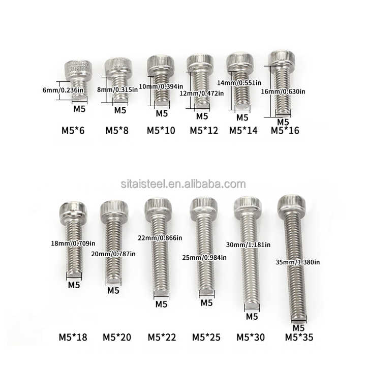 Screw supplier 120pcs Socket Hex Head Screw Kit M5 S304 Allen Hexagon