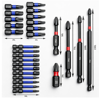 Embout de tournevis multifonctionnel 1/4'' magnétique indexable en acier S2 avec revêtement en oxyde noir et manchon en caoutchouc, kit d'outils à main