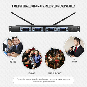Gran oferta, sistema de micrófono de mano inalámbrico Lavalier UHF de 4 canales con pantalla LCD para <span class=keywords><strong>Karaoke</strong></span> y fiestas familiares, solapa XLR - Product Image 6