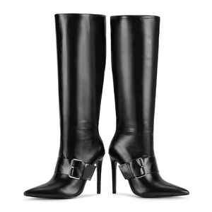 WETKISS Stivali Alti al Ginocchio Classici Neri da Donna, Sexy <span class=keywords><strong>con</strong></span> Punta Affusolata e <span class=keywords><strong>Tacco</strong></span> <span class=keywords><strong>a</strong></span> <span class=keywords><strong>Spillo</strong></span>, Stivali Lunghi <span class=keywords><strong>con</strong></span> Cinturino Largo alla Moda - Product Image 4