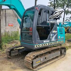 Excavatrice d'occasion Kobelco 75-8, marque japonaise d'origine, 7 tonnes, petite taille, chenilles en caoutchouc, mini-excavatrice. - Product Image 4