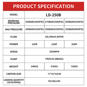 LORDMATE CE Nouvelle machine de nettoyage de canalisations à eau froide robuste 4000 psi Nettoyeur haute pression Pompe triplex 15/20 CV pour canalisations et drains - Product Image 5