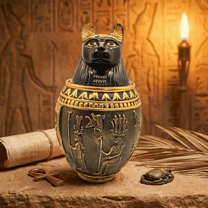 Antik Mısır Mitolojisi Reçine Çevre Dostu El Yapımı Heykel Evcil Hayvan Anıt <span class=keywords><strong>Urn</strong></span>'u Kedi Tanrıları Heykeli Kavanoz Tabut Köpek - Product Image 6
