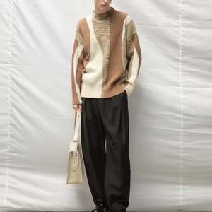 Suéter de moda de manga larga con cuello redondo personalizado, suéter de punto borroso, suéter de Jersey para hombres - Product Image 2