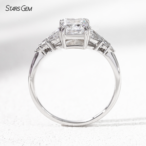Starsgem <b>Custom</b> <b>Ring</b> 10K Solid Gold Radiant Cut Lab Grown Diamond Engagement <b>Ring</b> With Side Lab Diamonds Butterfly Design - Product Image 3