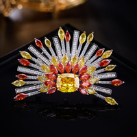 Broche Paon XILIANGFEIZI en Zircon Coloré Exagéré Style Européen et Américain, Accessoire Vestimentaire Élégant Haut de Gamme pour Femme