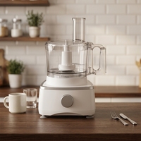 Robot culinaire électrique 9-en-1 de 700W avec bol de 1,5L, pour hacher, trancher, râper, moudre la viande, pétrir la pâte, mixeur multifonction