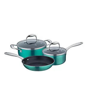 High quality stainless steel saucepan cooking pot and pan set with glass lids