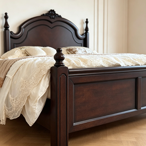 New Arrival Top Floral Carved Solid Wood Four Poster Bed No Upholstery with Carved Storage Nightstands - Product Image 5