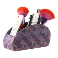 Meilleure vente : Boîte de rangement multifonctionnelle en cuir pour télécommandes, organiseur de pinceaux de maquillage pour table de chevet, organiseur de bureau incurvé