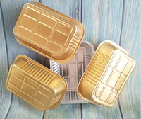 Boîte alimentaire rectangulaire dorée en aluminium de qualité supérieure, idéale pour la cuisson directe au four