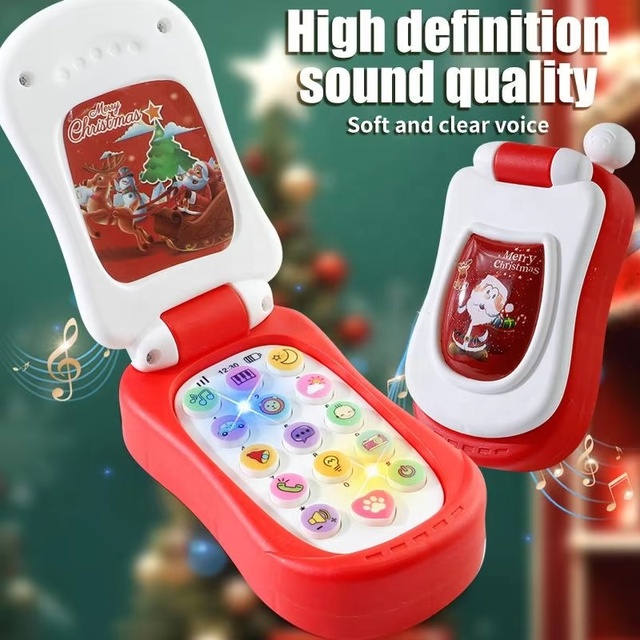 Educational Music Phone Toy Cartoon Simulation Flip Phone Toddler Early Learning Voices Toy Children Day Gift