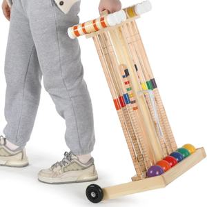 Customizable Foldable All Seasons <strong>Croquet</strong> Set Garden Lawn 6 Players Outdoor Sports Wooden Plastic <strong>Balls</strong> Carry Cart Package - Product Image 3