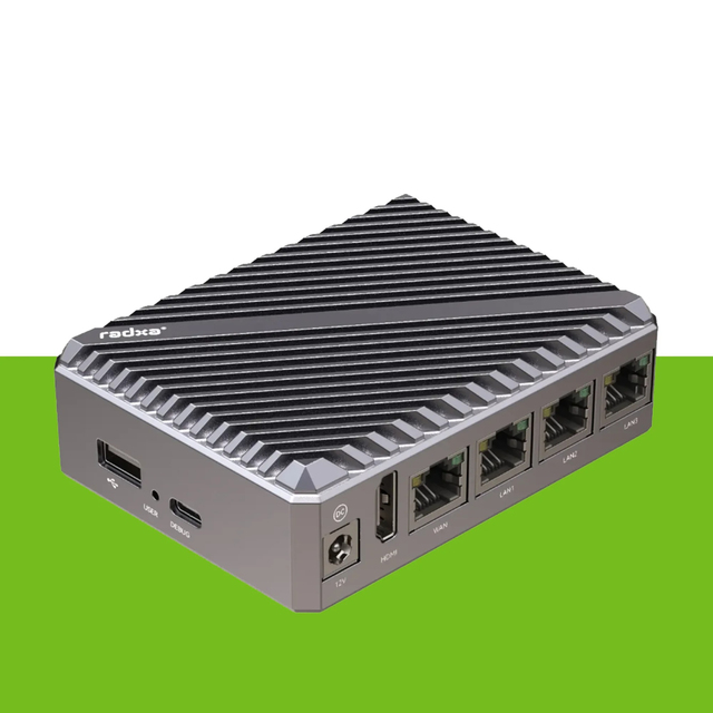 Radxa E54C AI Edge Network Computer Rockchip RK3582 Dual A76 and Quad A55, 5Tops NPU, 4x GbE, USB 3.0, Development Board
