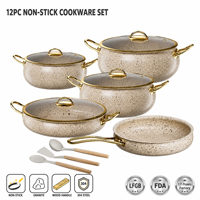 Ensemble de casseroles antiadhésives Senny 12 pièces en acier inoxydable 304 Tri Ply avec revêtement en granit et ustensiles en silicone