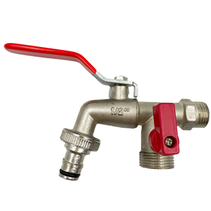 <span class=keywords><strong>Robinet</strong></span> bibcock en alliage de zinc durable avec corps fileté interne pour machines à laver, réservoirs d'eau, conduites, deux sorties, couleur argent - Product Image 6