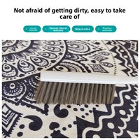 Tapis Moderne Nordique Marocain pour Chambre à Coucher, Tapis de Sol Géométrique Noir et Blanc à Pompons, Lavable en Machine, pour Salon