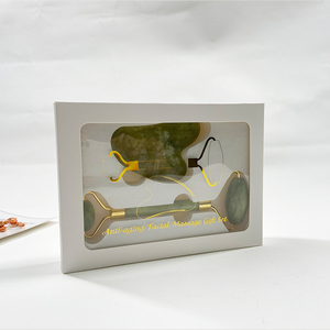 Rouleau de massage facial en quartz rose et jade, Gua Sha, pour la beauté - Product Image 1