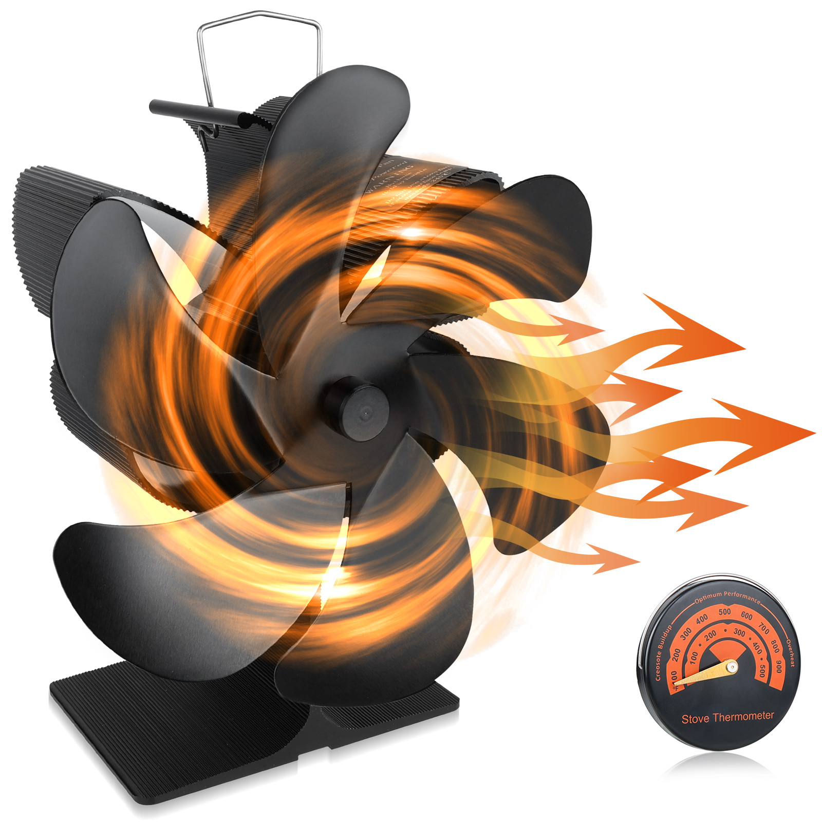 Алюминиевый каминный вентилятор с 6 лезвиями для дома и гостиной, на складе в ЕС