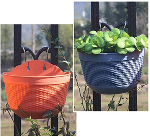 Plastic Wall <strong>Planters</strong> Hanging Flower Plant Pots ,Half Round Plant Holders With S <strong>Hooks</strong> for Fence, Balcony or Rails - Product Image 6
