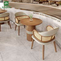 Meubles de restaurant commerciaux modernes et durables Senju, en bois massif et rotin, tables et chaises pour hôtel et café, ensembles de canapés en cuir.