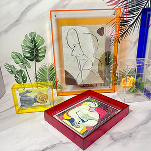 Wholesale Custom Multiple Size Double Sided Acrylic Plastic Magnetic Floating Stackable <b>Large</b> Rectangle Embossing <b>Photo</b> <b>Frame</b> - Product Image 1