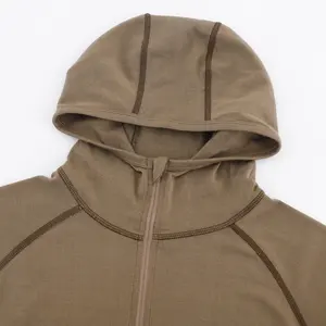 Sudadera con capucha para hombre, de lana merina 1/2, con cremallera, venta al por mayor