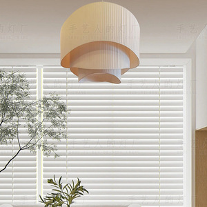 Lustre japonais minimaliste ovale en tissu plissé, E27, commande par interrupteur, luminaire suspendu moderne pour salon - Product Image 5
