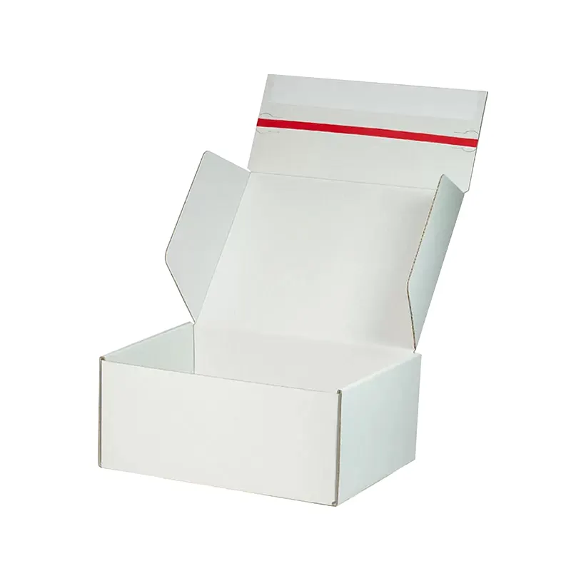 Individuelles Drucklogo E-Commerce Boxen aus Wellpappe wiederverwerteter Karton Reißverschluss-Aufkleber Reißstreifen Versandtasche Verpackung Versandbox