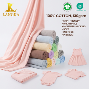 Tissu jersey simple 100% coton biologique blanc Langka, couleur unie, certifié GOTS, tricoté en gros pour t-shirts et vêtements pour bébés - Product Image 1