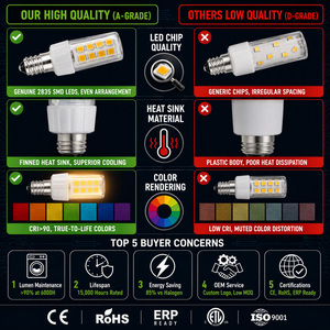 หลอดไฟ LED ขั้ว E12 รุ่น Corn Bulb 5W แสงวอร์มไวท์ 2700K 400-450LM 45LED Sanan 2835 AC 110V 120V แสงเทียน FCC ETL CE RoHS 15000H รับประกัน 2 ปี - Product Image 5
