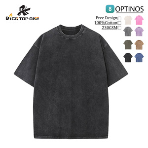 RUIKE OEM Retro 100% Cotton Heavyweight Mens Oversized <b>Tshirt</b> Custom Logo T-shirt Hot Sell Stone Acid Washed Vintage <b>Tshirt</b> - Product Image 1