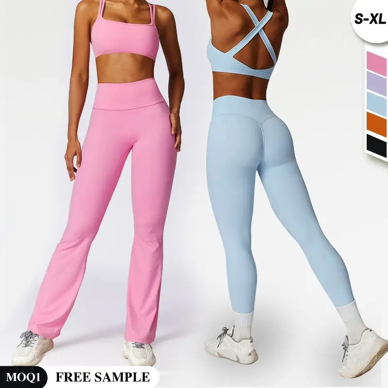 Conjuntos de yoga 3 piezas Activewear Tight Gym Wear Leggings Ropa al por mayor Mujeres Fitness Sport Bra Mujeres Pantalones de Yoga de cintura alta